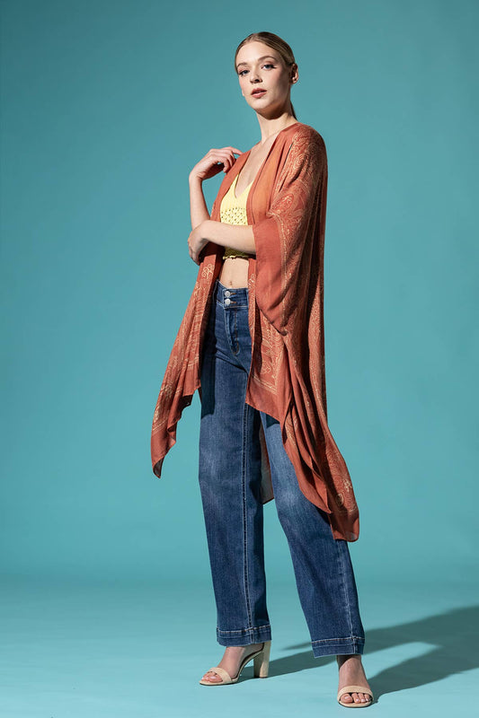 Mandala & Lotus Semi-Sheer Woven Kimono