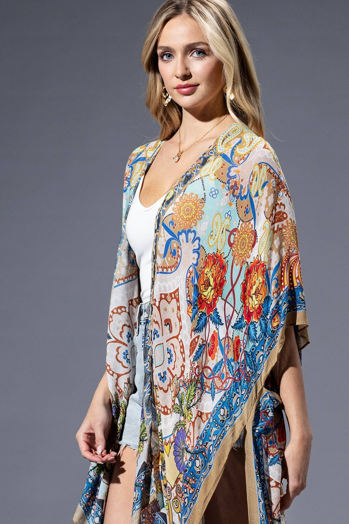 Gold Blue Mandala Kimono: GOLD BLUE MANDALA