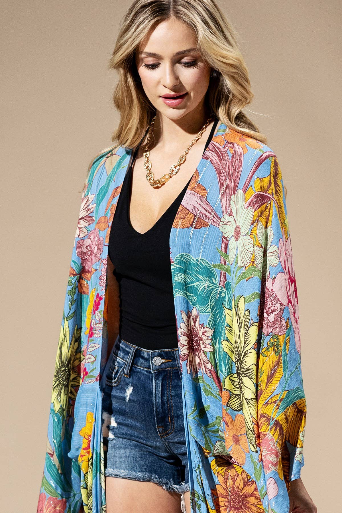 Lurex Floral Light Duster Kimono – Effortless Shine & Elegance