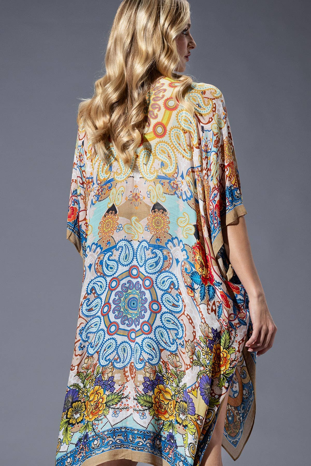 Gold Blue Mandala Kimono: GOLD BLUE MANDALA