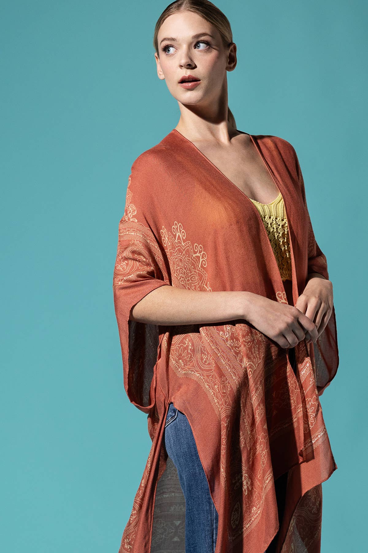 Mandala Lotus Border Woven Kimono