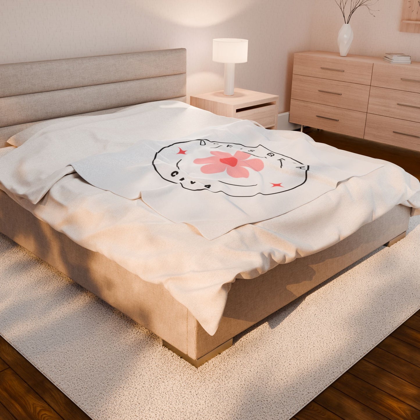 Dee's Beach Club Velveteen Plush Blanket - Cozy Floral Throw for Beach Lovers