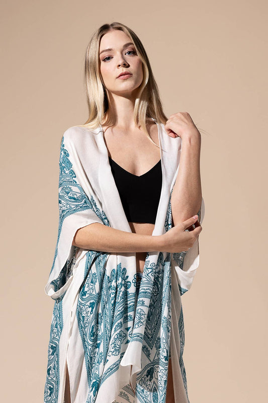 Mandala Lotus Border Woven Kimono