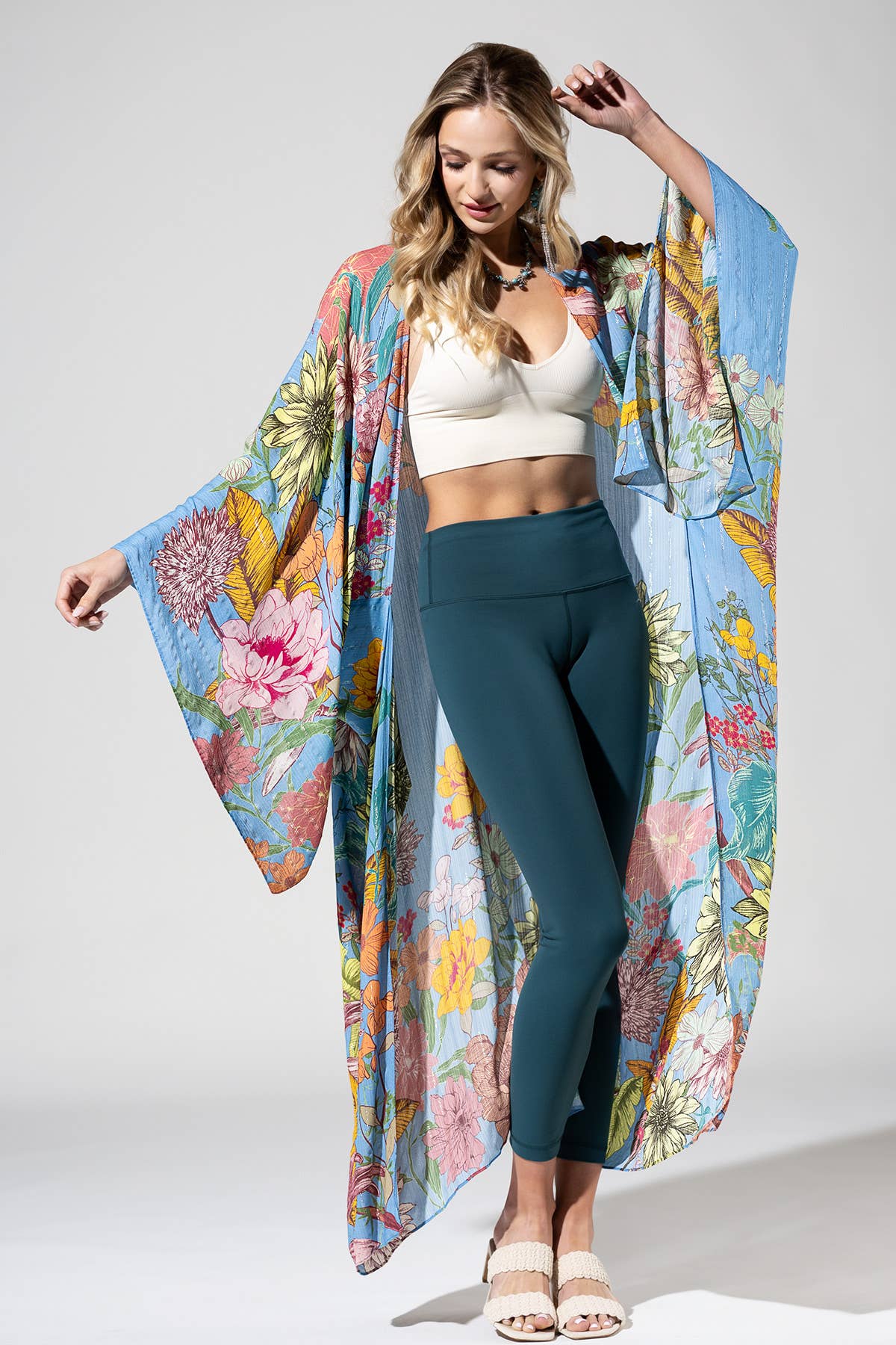 Lurex Floral Light Duster Kimono – Effortless Shine & Elegance