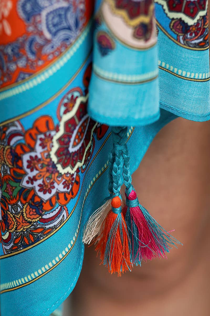 Boho Paisley & Floral Kimono with Tassel Detail
