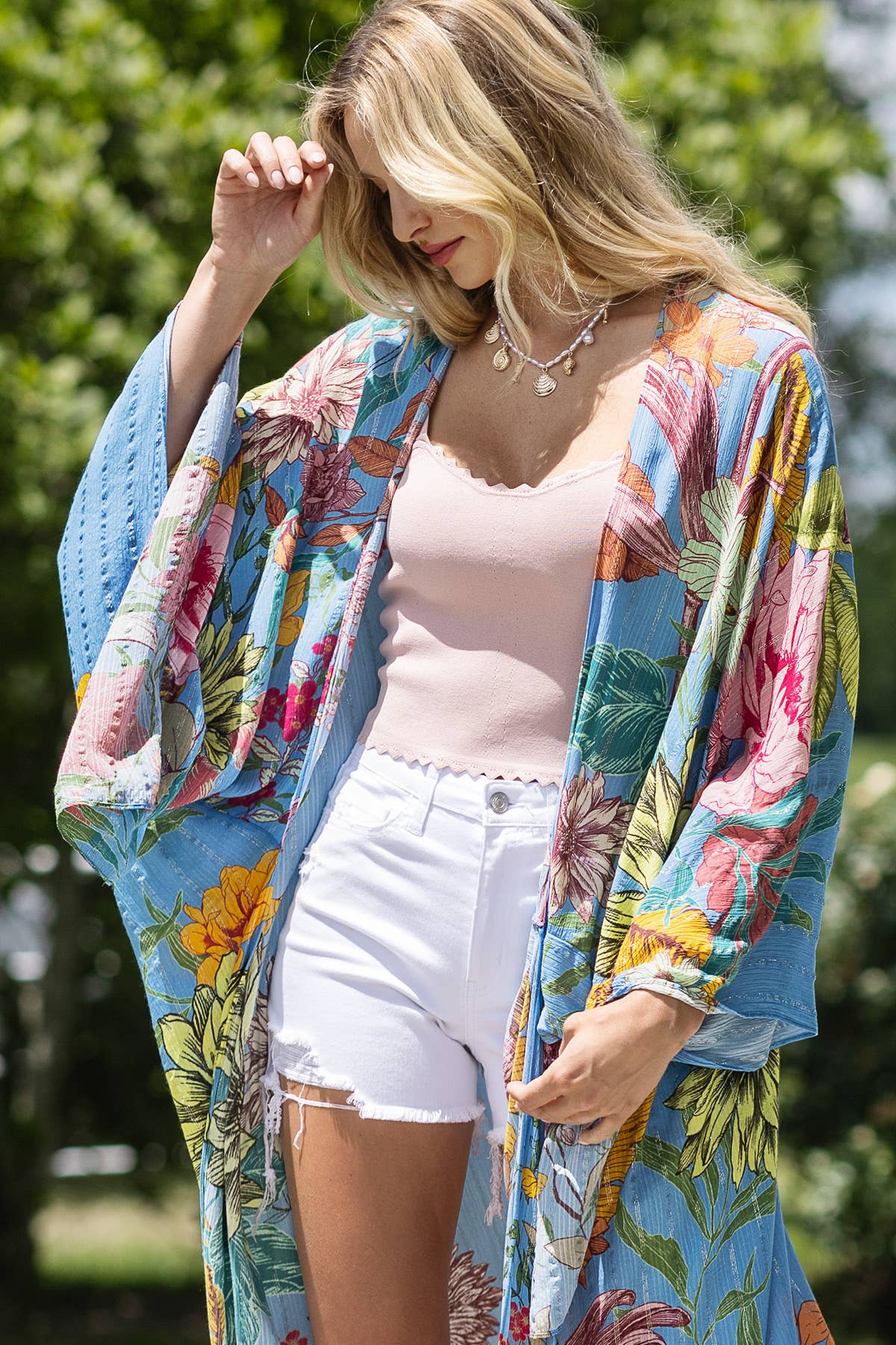 Lurex Floral Light Duster Kimono – Effortless Shine & Elegance