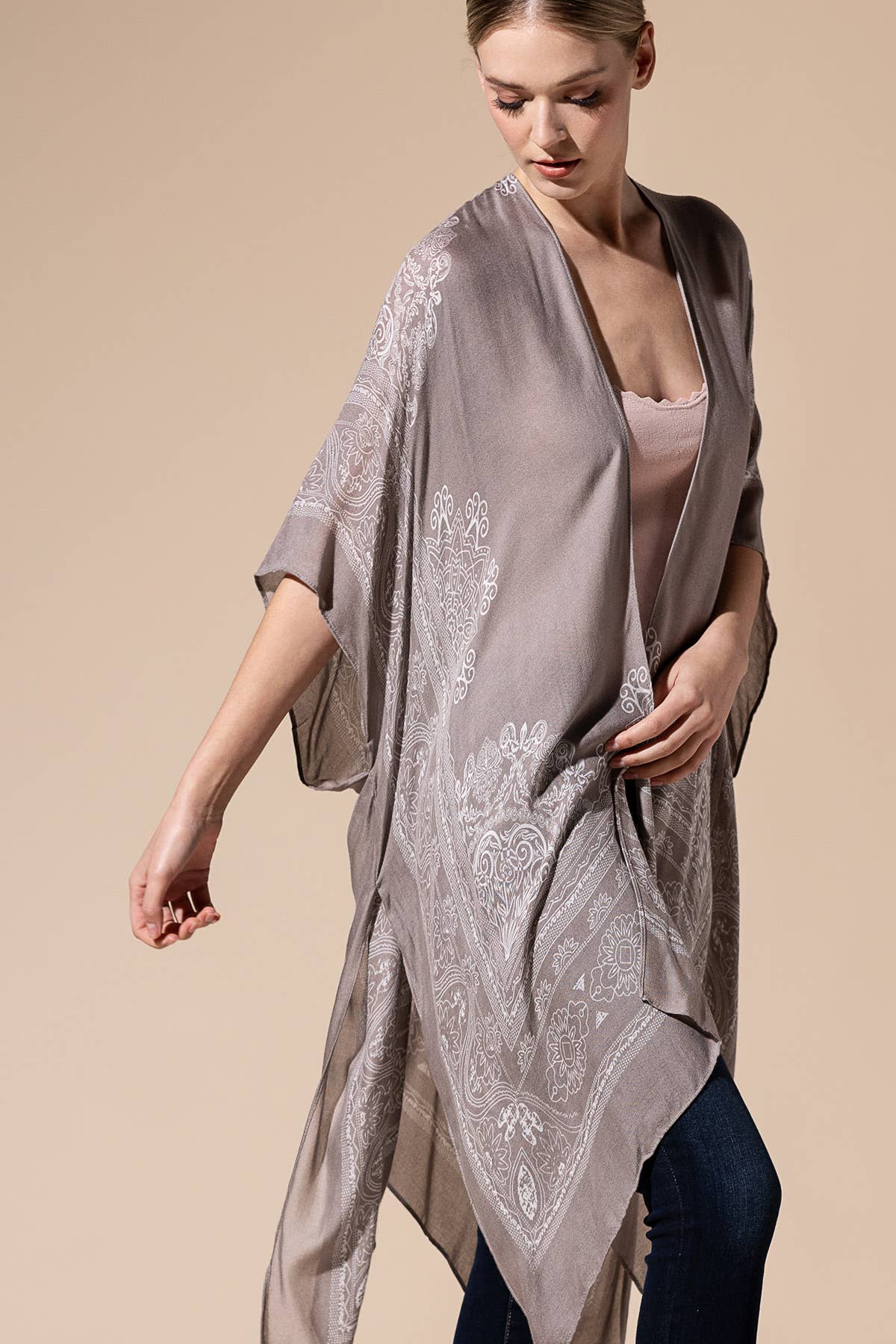 Mandala & Lotus Semi-Sheer Woven Kimono