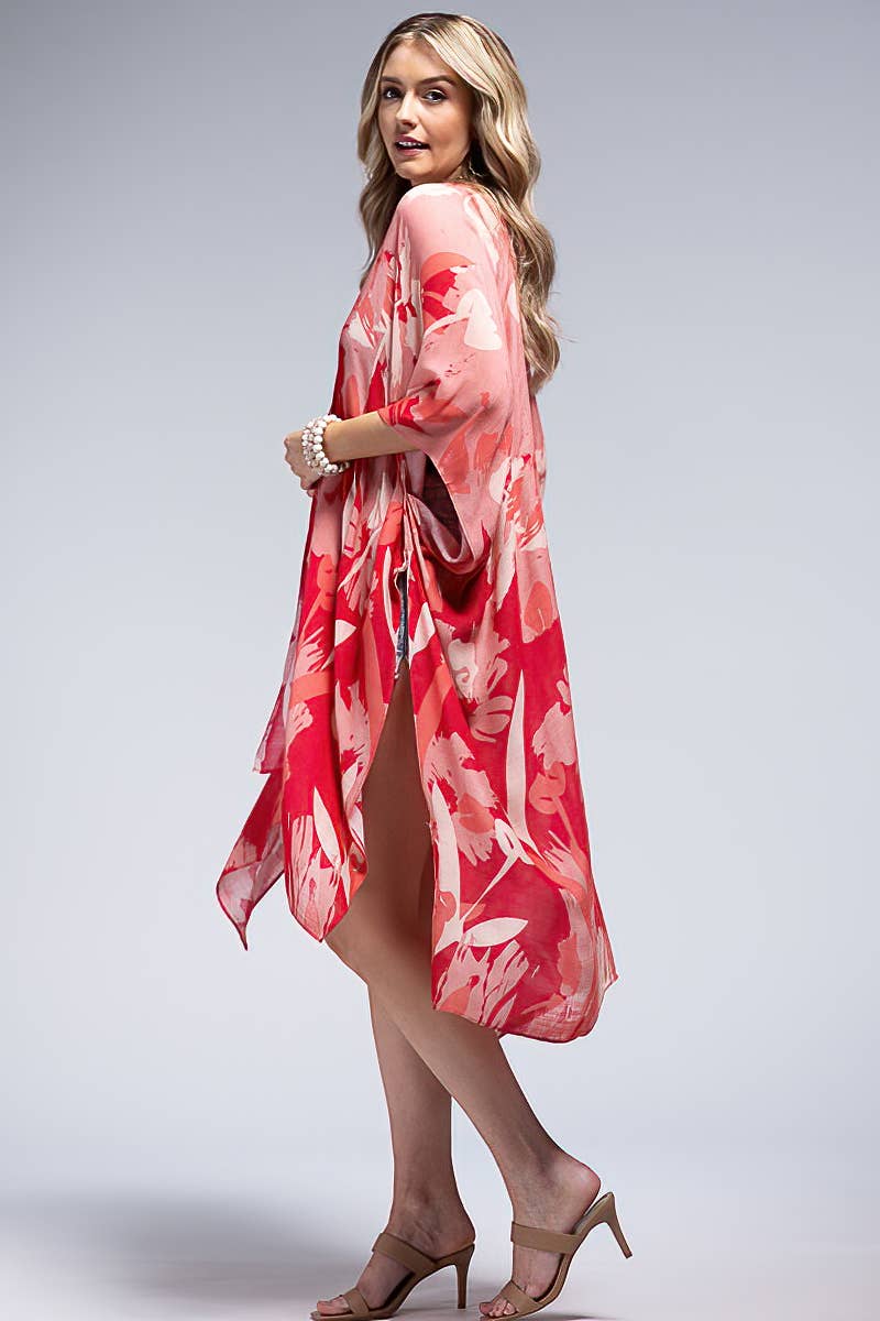 Lightweight Floral Monochrome Kimono