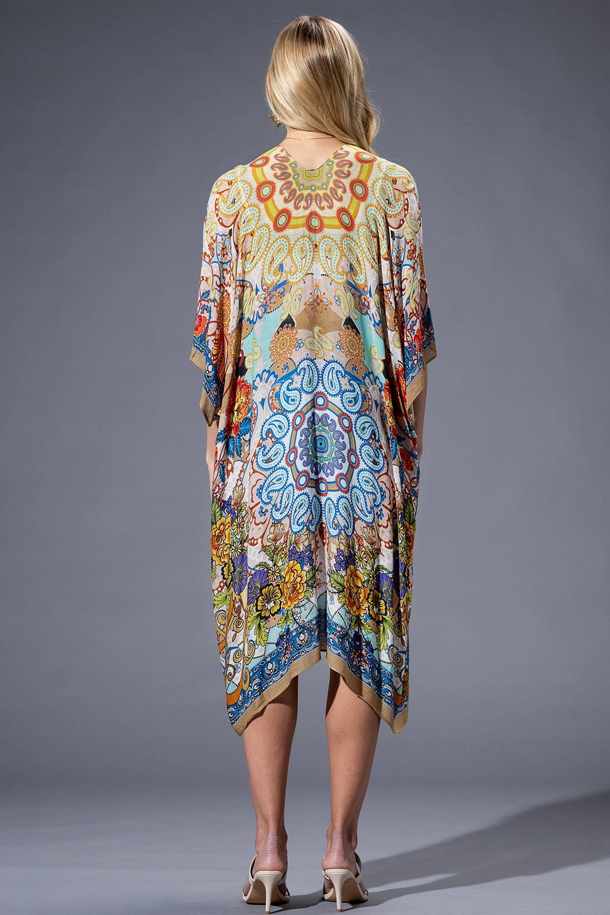 Gold Blue Mandala Kimono: GOLD BLUE MANDALA