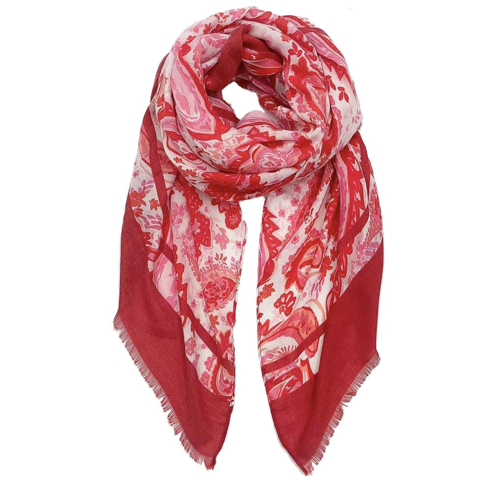 Paisley Printed Scarf With Fringe Hem 7317139