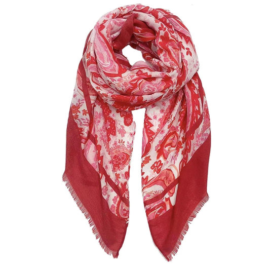Paisley Printed Scarf With Fringe Hem