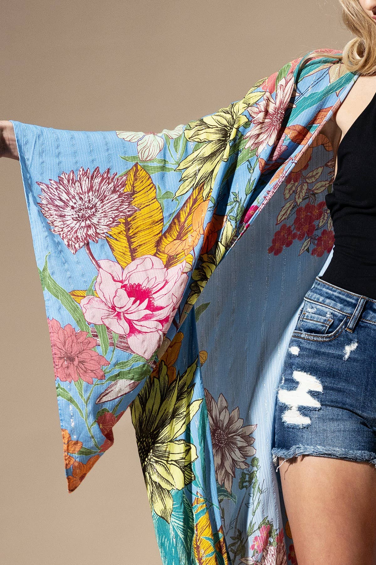 Lurex Floral Light Duster Kimono – Effortless Shine & Elegance