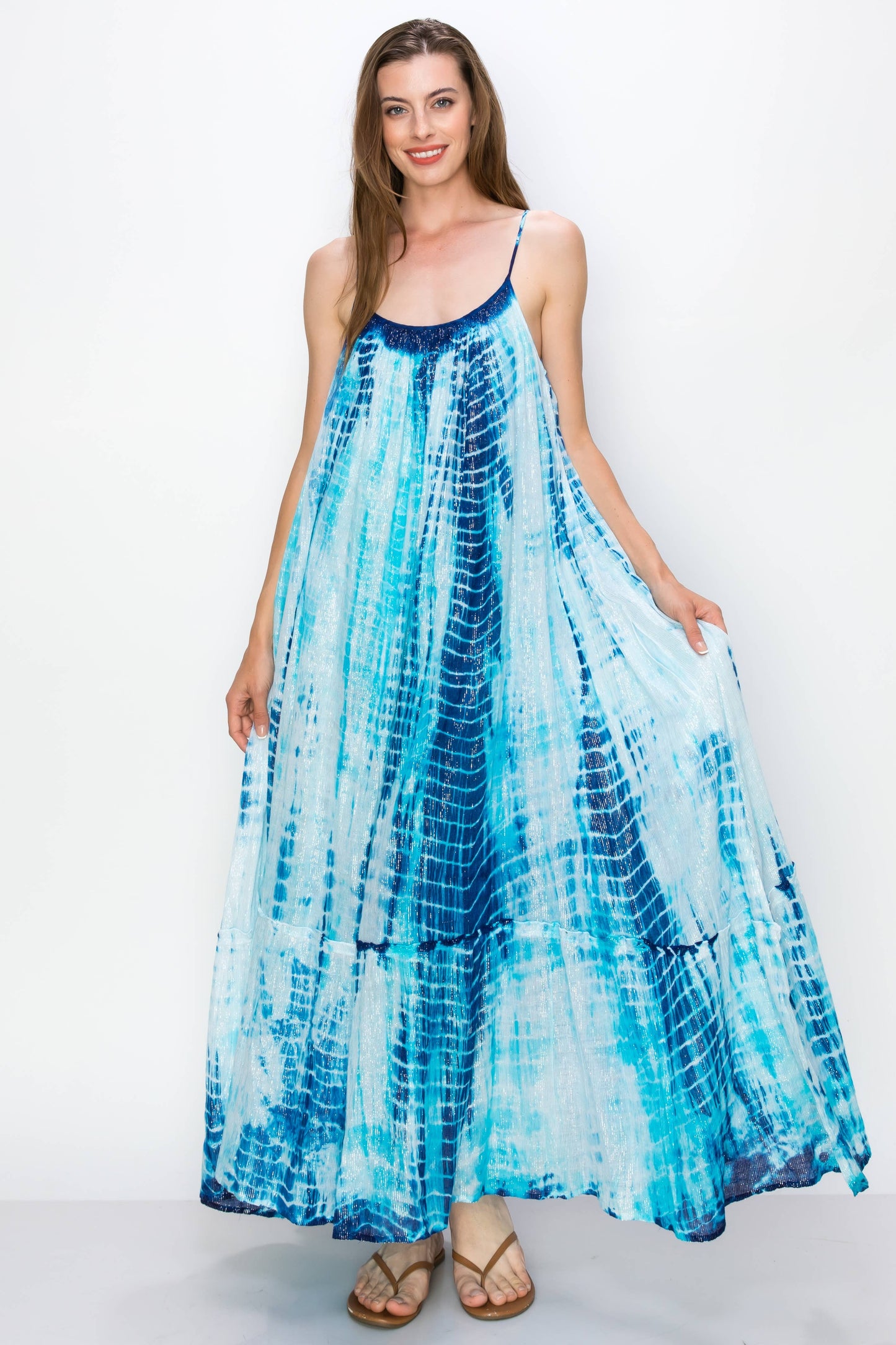 Blue Ocean Wavy Dress: Ocean Blue / Small/Medium