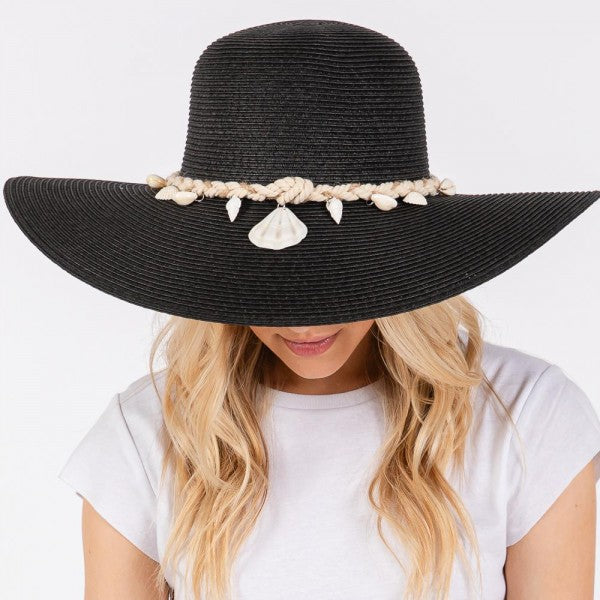Sun Hat With Braided Band With Shells 7201660