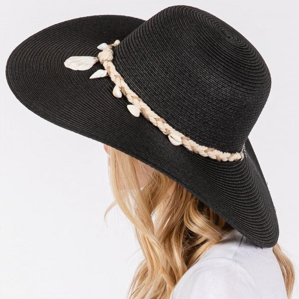 Sun Hat With Braided Band With Shells 7201660