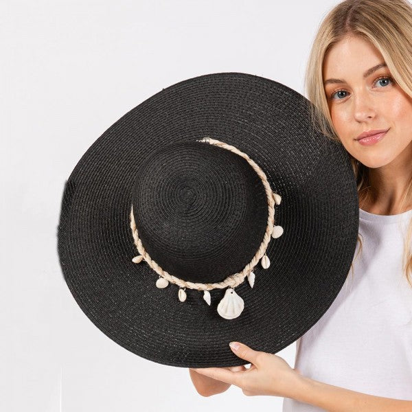 Sun Hat With Braided Band With Shells 7201660