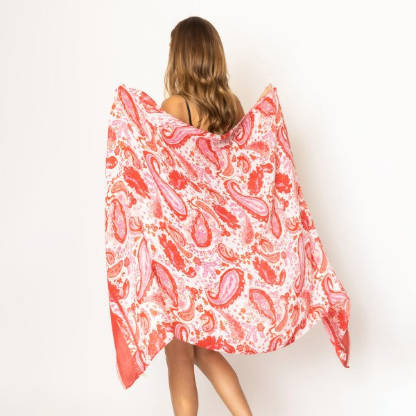 Paisley Printed Scarf With Fringe Hem 7317139
