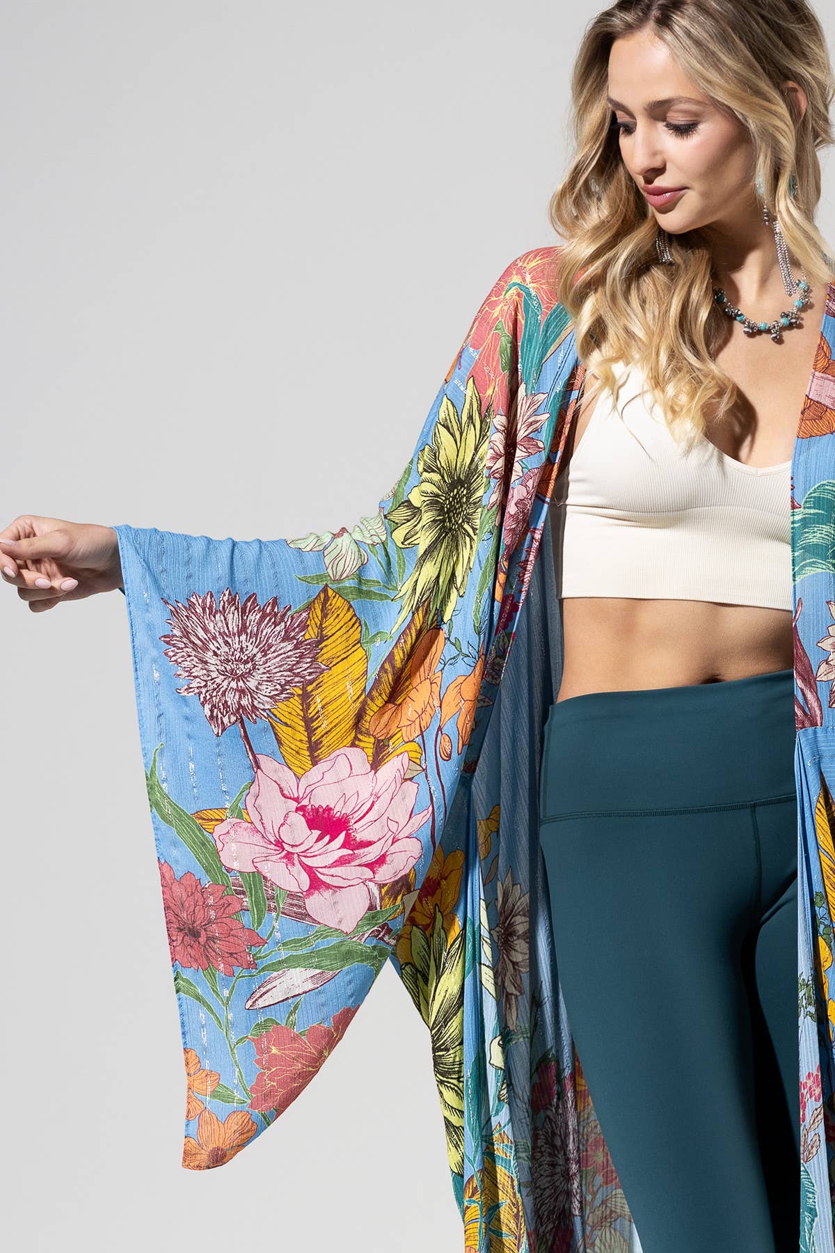 Lurex Floral Light Duster Kimono – Effortless Shine & Elegance