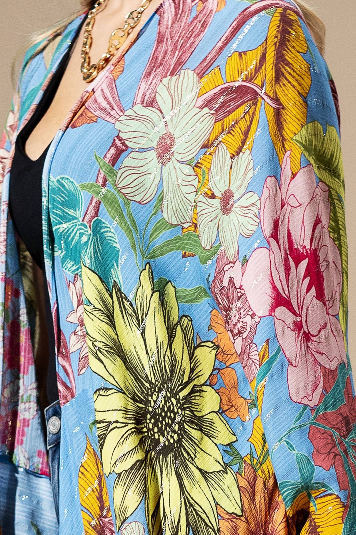 Lurex Floral Light Duster Kimono – Effortless Shine & Elegance