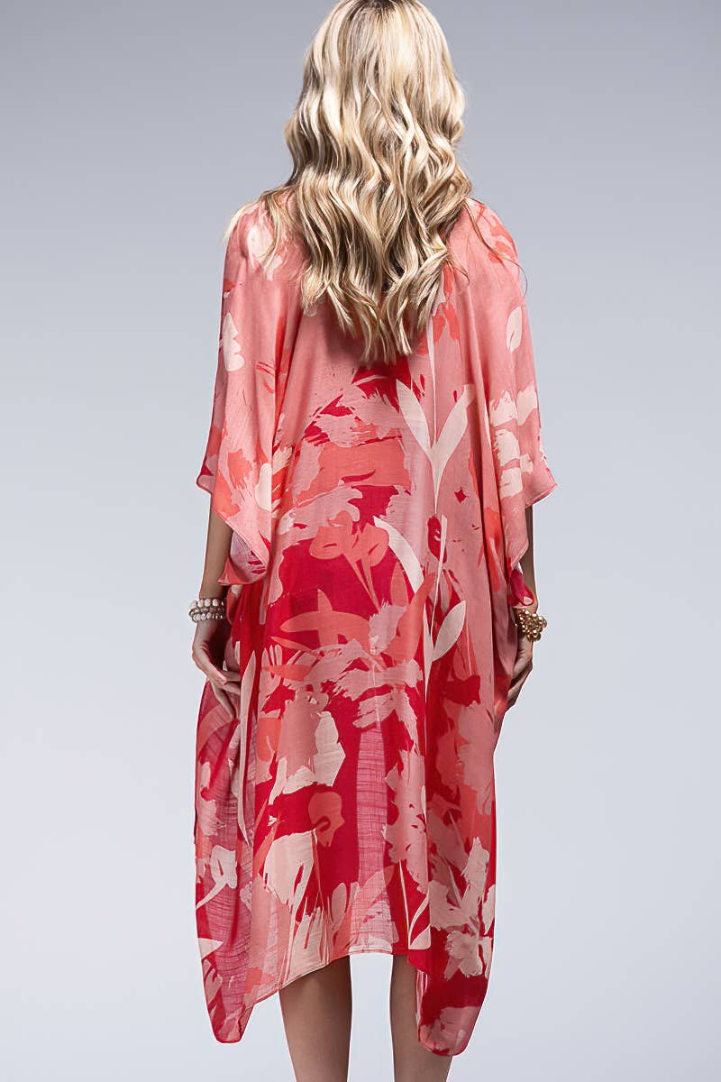 Lightweight Floral Monochrome Kimono
