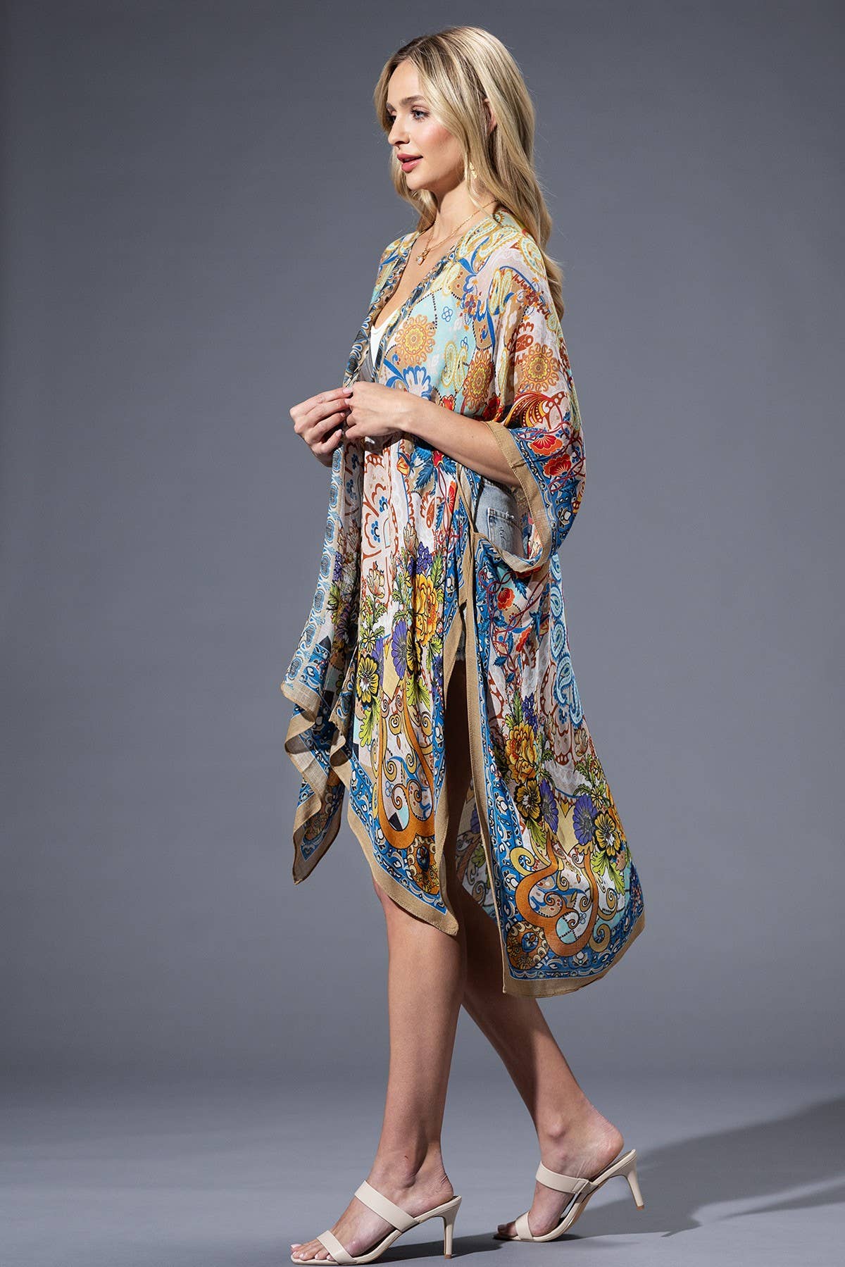 Gold Blue Mandala Kimono: GOLD BLUE MANDALA