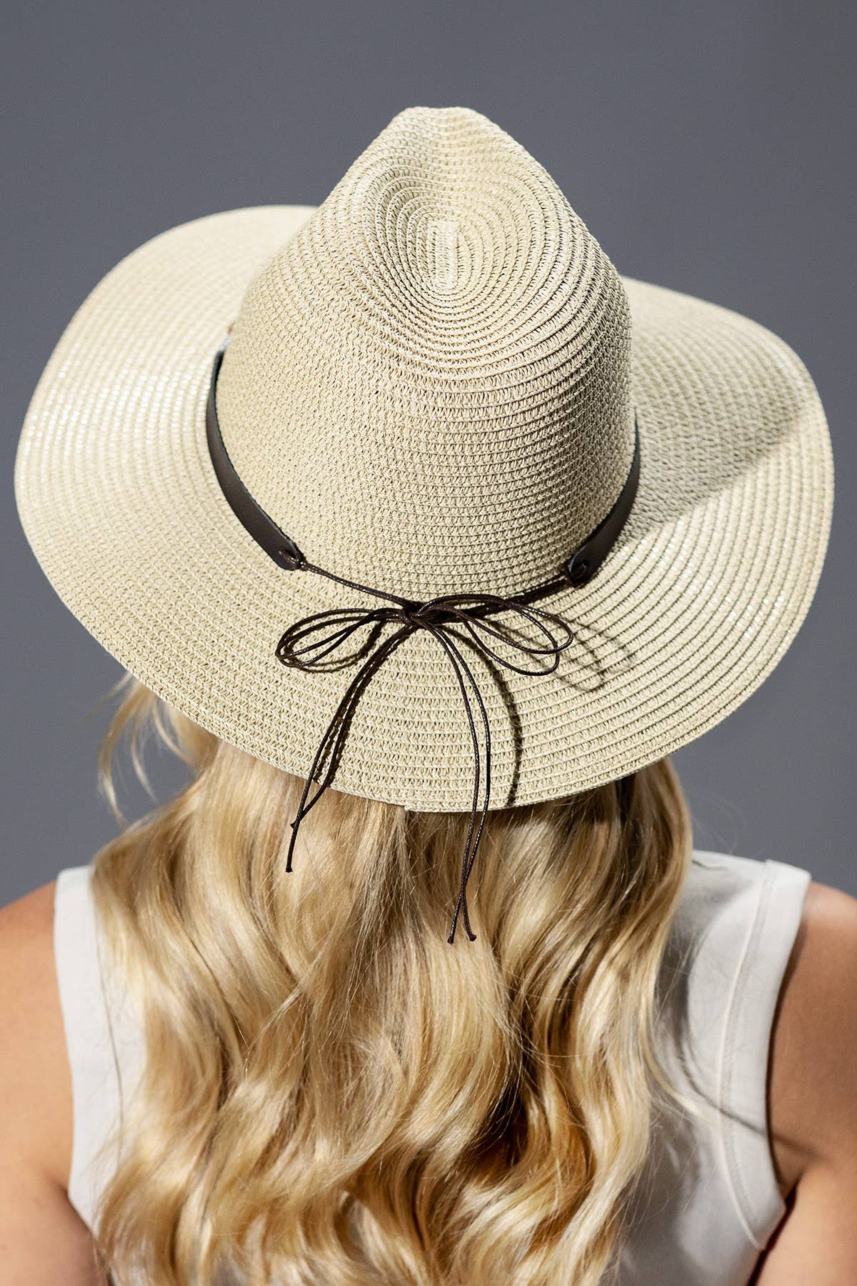 Turquoise Beaded Band Straw Sun Hat: WHITE(WH)