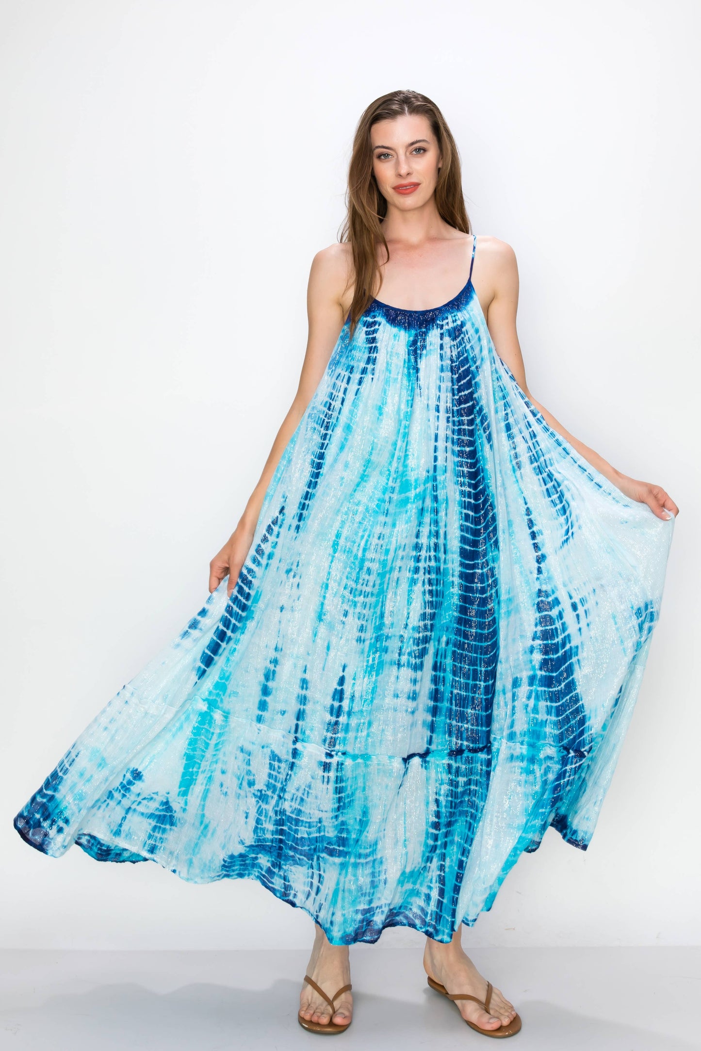 Ocean Wavy Dress: Ocean Blue / Small/Medium