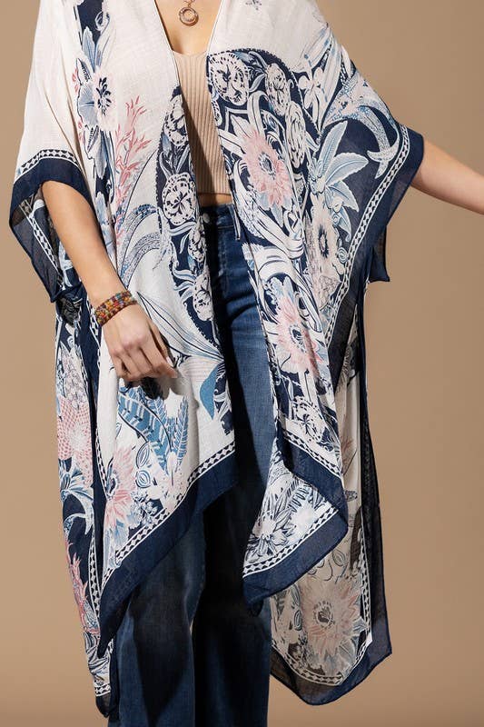 Floral Elegance Kimono – Carnation & Hyacinth Print