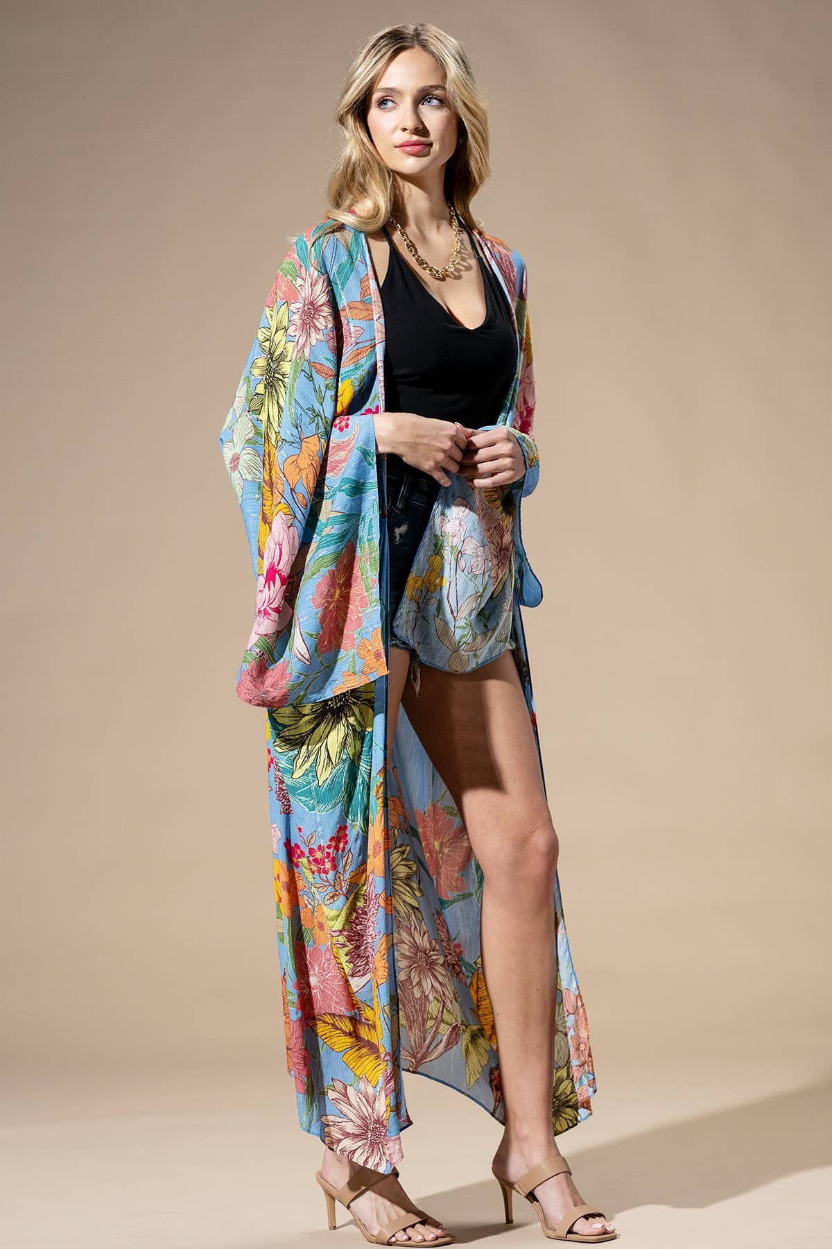 Lurex Floral Light Duster Kimono – Effortless Shine & Elegance