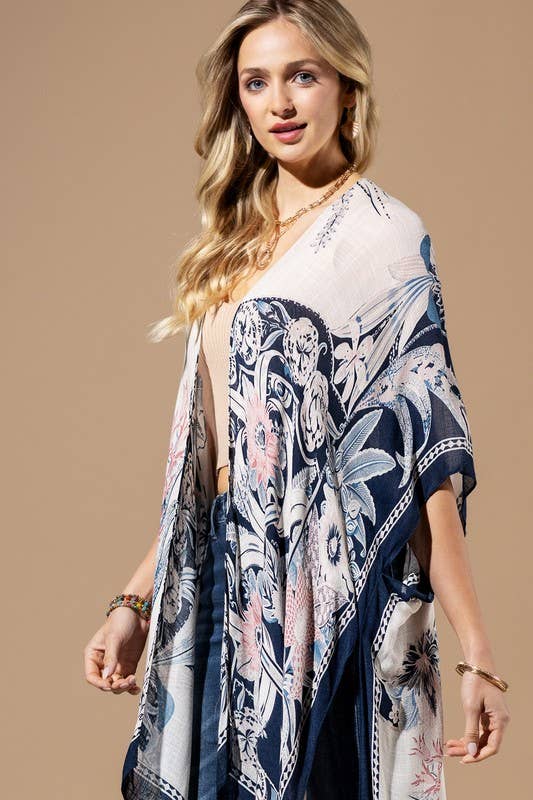 Floral Elegance Kimono – Carnation & Hyacinth Print
