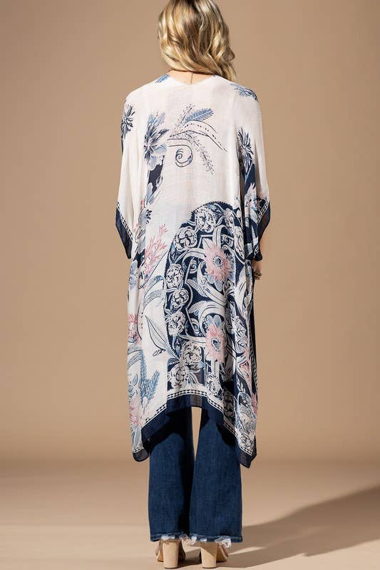 Floral Elegance Kimono – Carnation & Hyacinth Print
