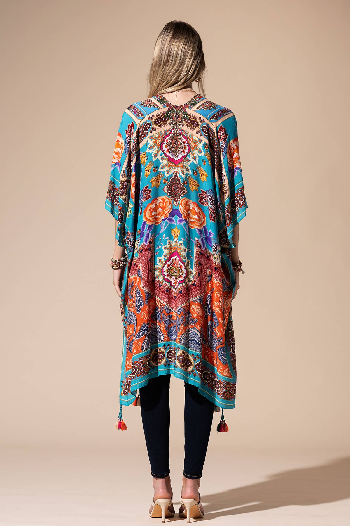 Boho Paisley & Floral Kimono with Tassel Detail