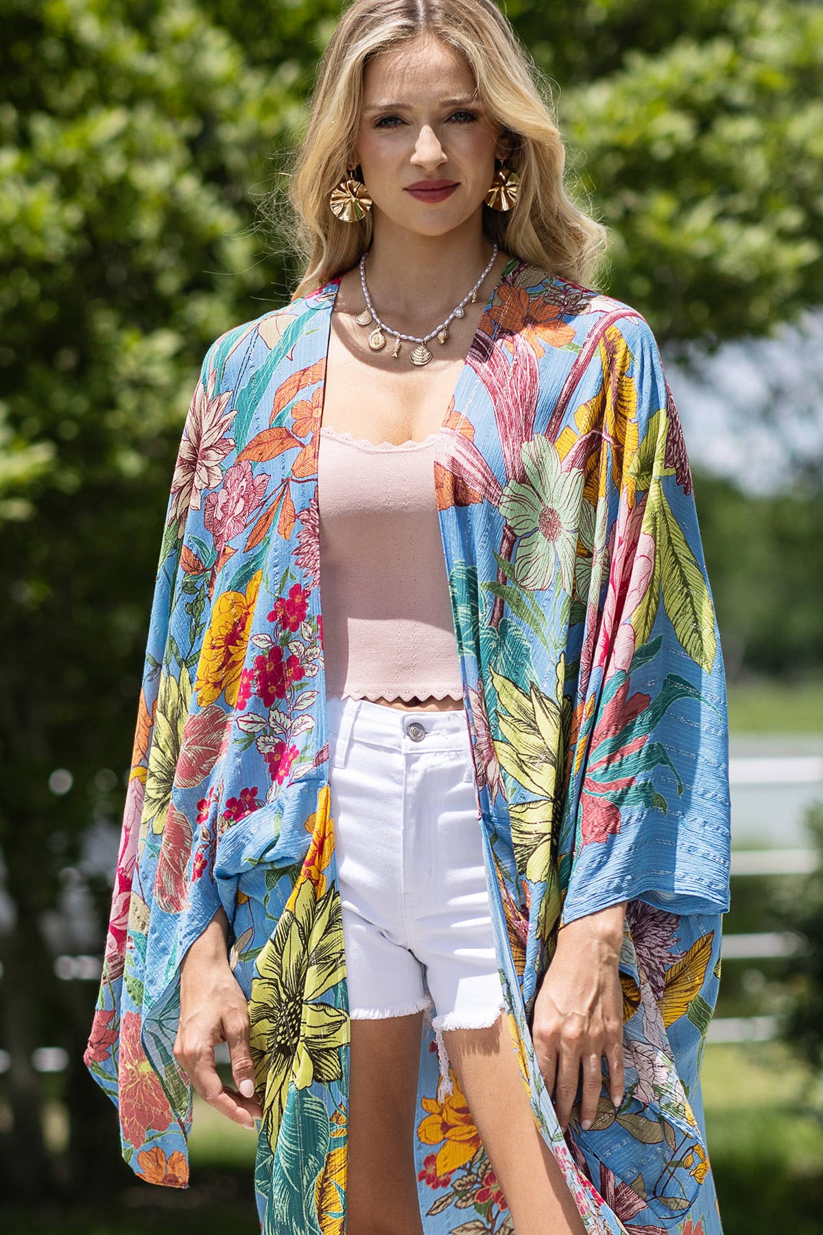 Lurex Floral Light Duster Kimono – Effortless Shine & Elegance