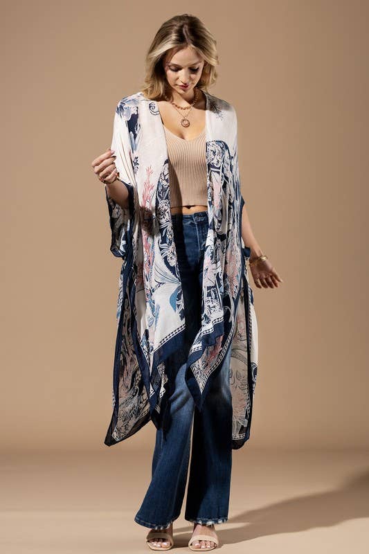 Floral Elegance Kimono – Carnation & Hyacinth Print