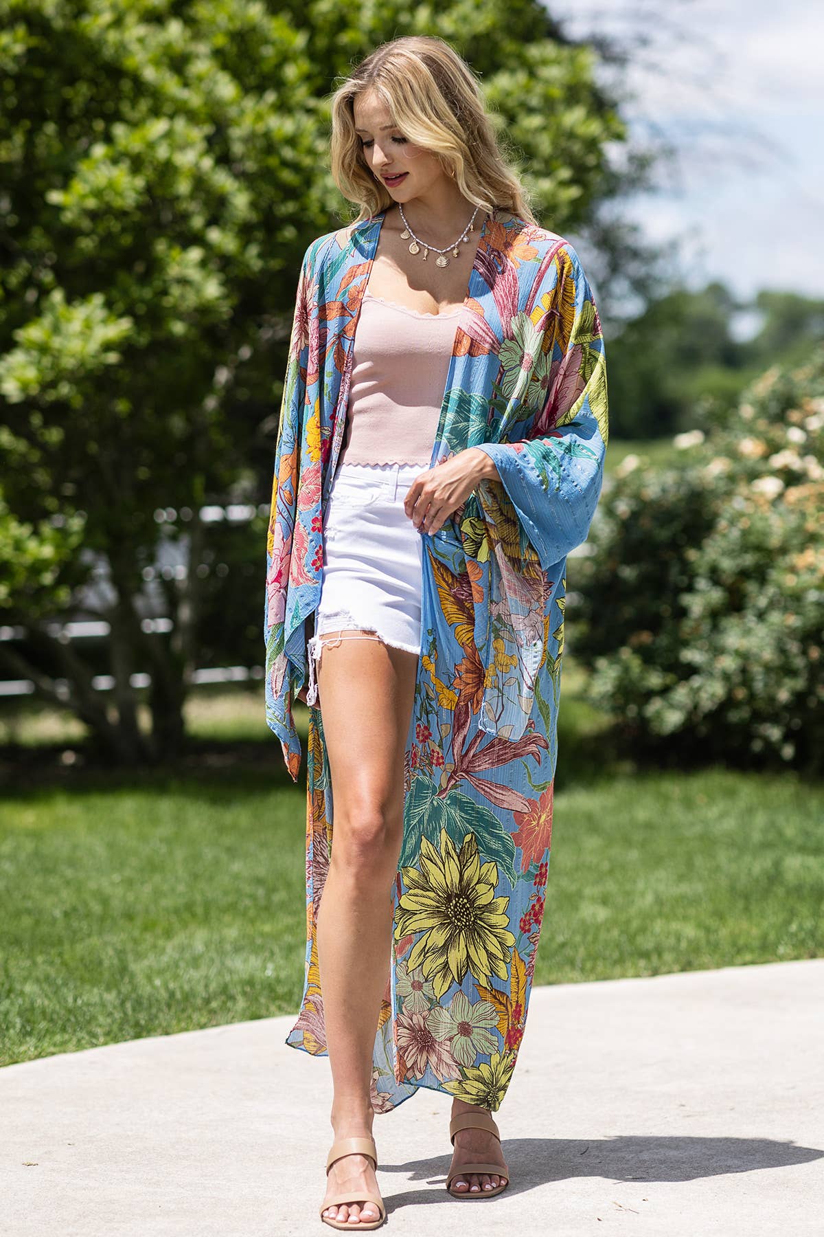 Lurex Floral Light Duster Kimono – Effortless Shine & Elegance