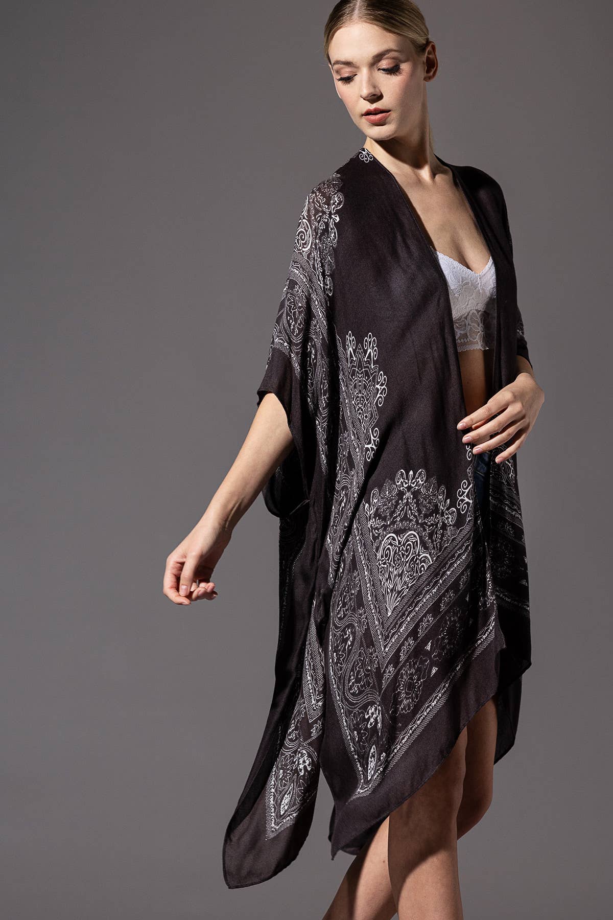 Mandala Lotus Border Woven Kimono