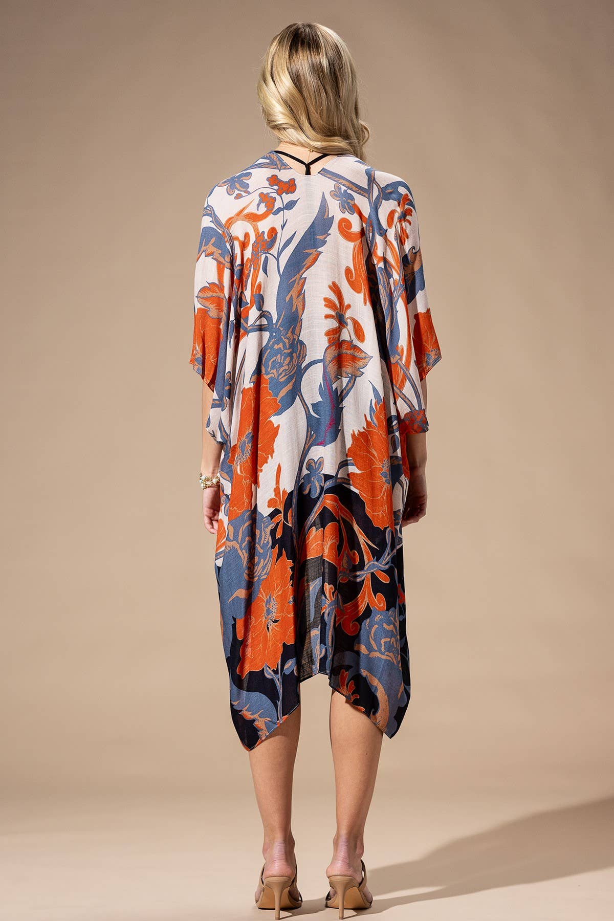 Orange Blue Multi Kimono: ORANGE BLUE MULTI