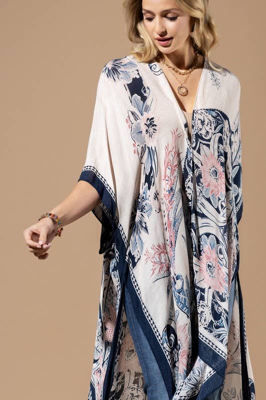 Floral Elegance Kimono – Carnation & Hyacinth Print