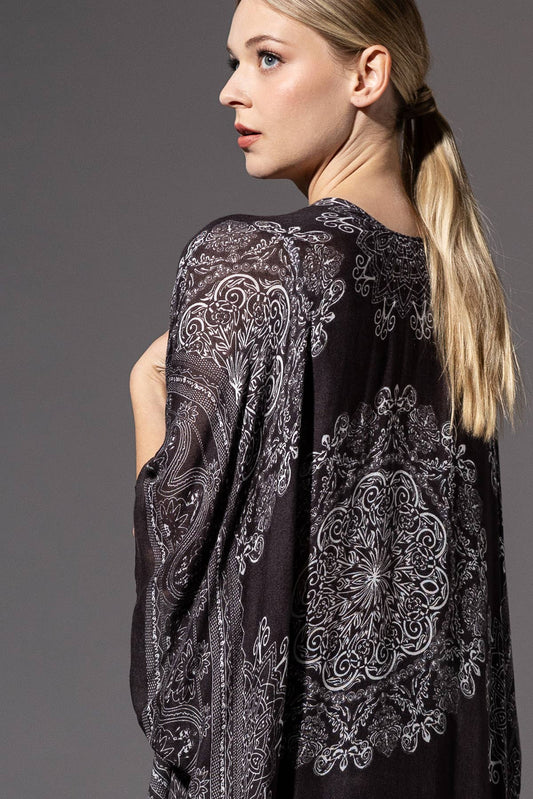 Mandala Lotus Border Woven Kimono