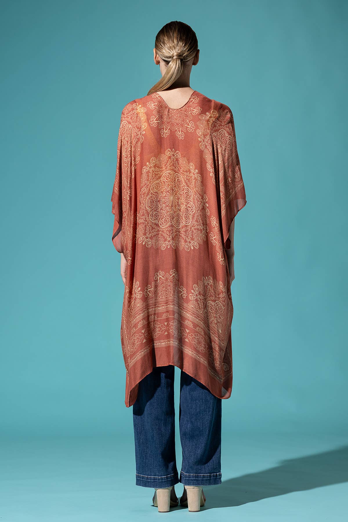 Mandala & Lotus Semi-Sheer Woven Kimono