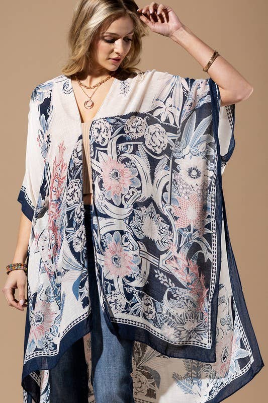 Floral Elegance Kimono – Carnation & Hyacinth Print