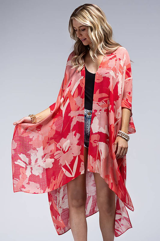 Lightweight Floral Monochrome Kimono