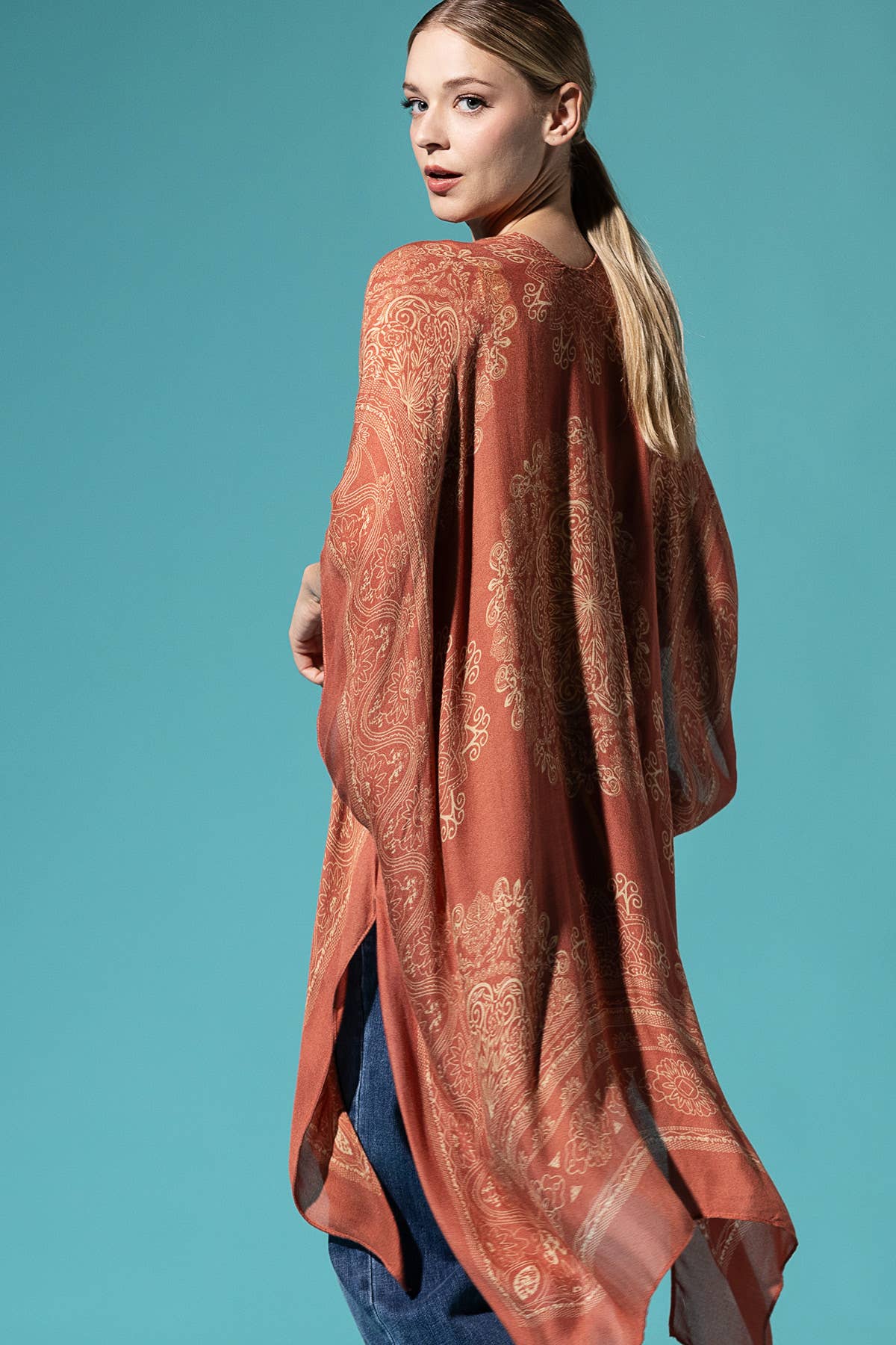 Mandala & Lotus Semi-Sheer Woven Kimono